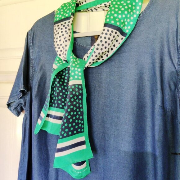 Ava-Viv Chmbry Denim Clr Blck Short Sleeve High Low Midi Dress w/Scarf SZ 1X NWT - Picture 8 of 10